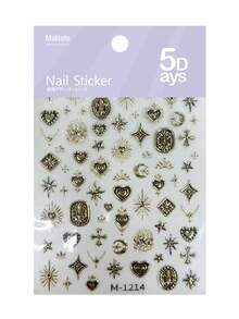 Beautizon Nailartlab 3D哥特风美甲贴纸 | 银色朋克十字心星图案 | DIY自粘美甲贴花 美甲用品 - 彩色 - 查看 12