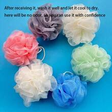 4件套可爱纯色沐浴海绵、沐浴球、沐浴花、丝瓜络、海绵浴球，约20克/个，颜色随机 - 彩色 - 查看 3