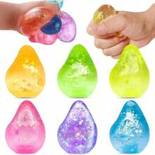 3Pcs Mini Size Fidget Toys Stress Balls For Kids & Adults, Sugar Squishy Balls - Dream Squishy Drop Glitter Stress Balls, Malt Sugar Glitter Squeeze Balls, Party Favors, Sensory Toys For School - 3pcs Random Mini Size - 查看 6