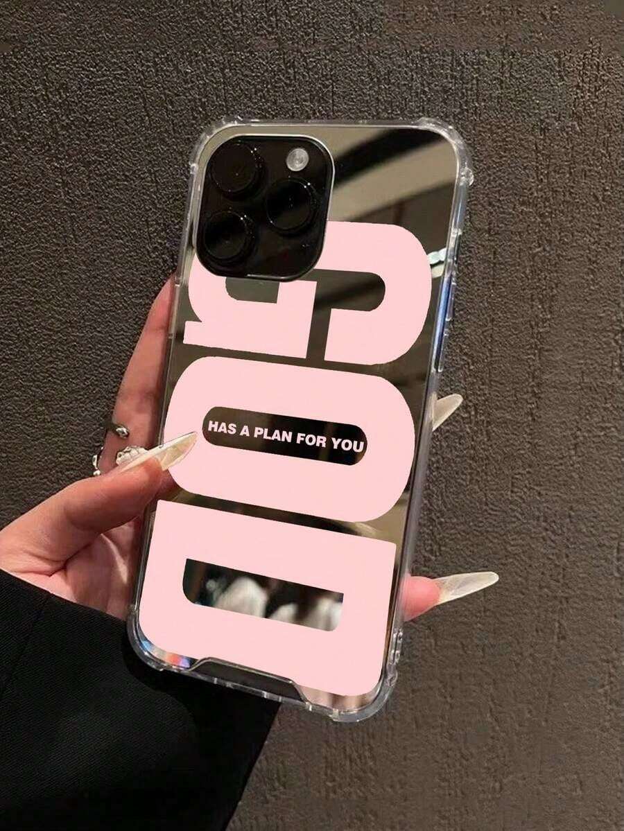 1pc Personalized Pink GOD Slogan Pattern Print Mirror Acrylic Anti-Fall Phone Case Compatible With IPhone 13/11/17/17pro/16/14/15/15pro/15 Plus/15 Promax/7plus/8plus/X/Xs Max/Xr/11pro/12pro/13pro/14pro/12mini/13mini/11promax/12promax/13promax/14promax/14plus/17pro Max/17Air/6/6s Plus/7/8/16Pro/16plus/16promax/Se2/17promax&Compatible With Samsung Galaxy/A54/A14/A12/A13/A15/A32/A33/A24/A52S/S20/S21/S22/S23/S24/S23Plus/S24ultra/S25/A15/A33/A23 - 款式7(1件) - 查看 1