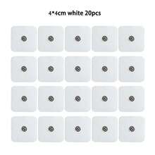 4*4厘米方形电极片，3.5毫米直径纽扣式无纺布水凝胶替换电极贴片，按摩理疗配件 - 白色 - 查看 8