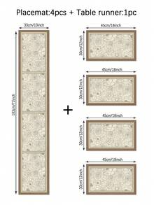 1/4/5/6/7pcs Floral Art Pattern Decor Set, Microwave Dust Cover, Protective Cover, Home Decor Set, Living Room Decor Set, Bedroom Decor Set, Dining Room Decor Set, Linen-Like Material, Multiple Sizes Available, Dining Room Decor, Dining Table Decor, Tablecloth, Fireplace Mantel Scarf, Placemats, Trivets, Home Decor - White - View 17