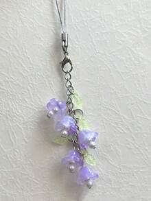 1件新款清新甜美渐变玻璃百合金属钥匙扣、包包挂饰和手机挂饰 - 彩色 - 查看 7