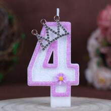 1支数字生日蜡烛,银色皇冠和花朵装饰蛋糕蜡烛,0-9浅紫色闪亮数字蜡烛,适用于生日蛋糕、大型节日派对,男女皆宜 - 淺紫色 - 查看 14