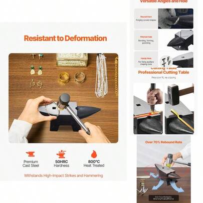 Cast Iron Anvil, 22 Lbs/10kg Single Horn Anvil, With Large Countertop And Stable Base, High Hardness Rugged Round Horn Anvil Blacksmith, Shaping, Bending