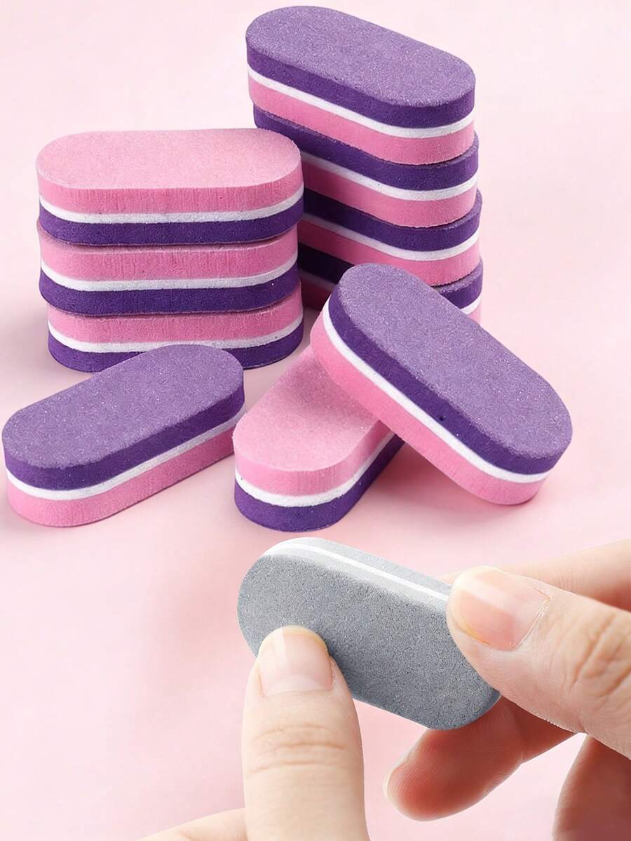 ART LALIC 10/20 piezas Mini bloque de pulido de uñas, archivos de esponja de doble color para pulir y lijar, herramienta de pedicura y manicura, suministros y accesorios para salón de acrílico y gel - Multicolor - Ver 1