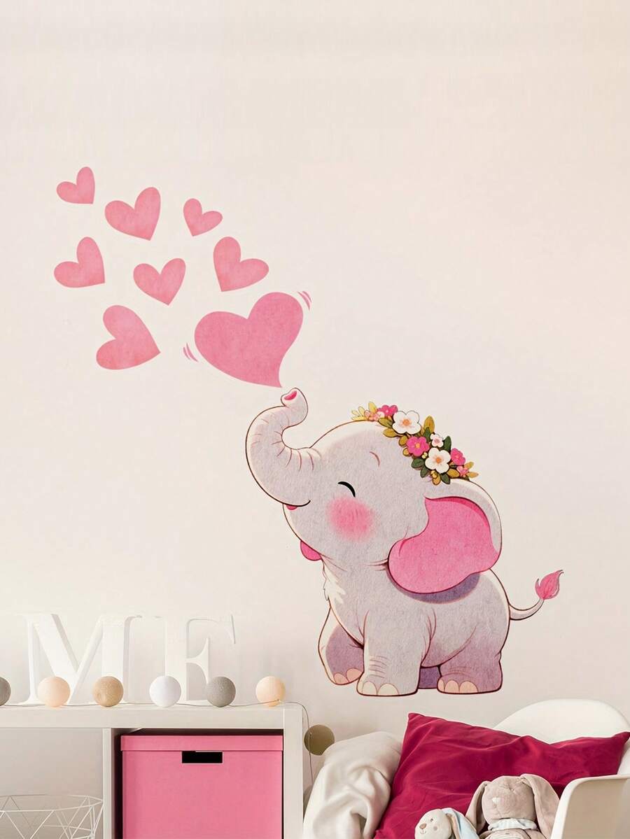 1PC Day Hình chú voi nhỏ màu hồng mũi dài, hoàn hảo để trang trí phòng ngủ, phòng khách, hành lang hoặc lối vào. Thiết kế voi lớn này là đồ trang trí nhà tự dính. - 1PC - Xem 1