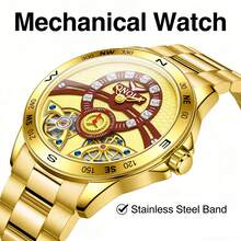 ONOLA 2026 New Men Automatic Mechanical Watch 30M Waterproof Stainless Steel Band Skeleton Business Gift - one-size - View 2