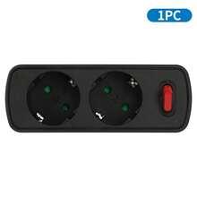 Bộ chuyển đổi phích cắm EU 2 chiều có công tắc nguồn, bộ chia ổ cắm đôi Schuko, bộ mở rộng ổ cắm đa năng 16A 250V cho thiết bị gia dụng, bộ chuyển đổi nguồn, màu trắng/đen. - Phích cắm loại EU E (220-240V) - Xem 5