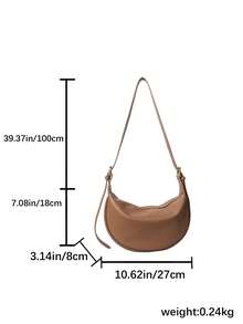 New Fashion Women's Solid Color Minimalist Shoulder Bag, PU Material, Suitable For Dates, Shopping, Versatile And Exquisite - Brown - View 3