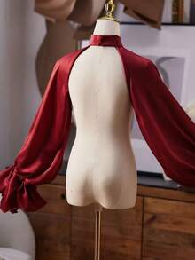European And American Style Bridal Long Sleeve Shoulder Decor Chiffon Shawl, Versatile Accessory For Wedding Dress - Red - View 6