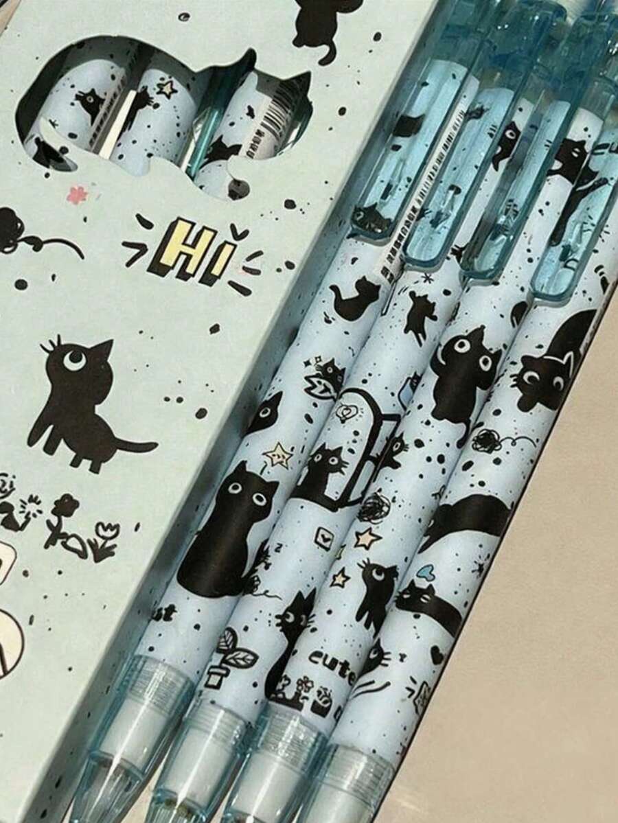 1/2/3/4/8/16支裝 潑墨色彩貓咪設計自動鉛筆,耐用且外觀吸睛,0.5mm鉛芯,適合14歲以上學生,開學用品,學校必需品,返校季 - A - 查看 1