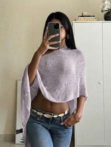 SEREN 女士夏季新款镂空罩衫，女士沙滩装，卡其色，休闲，度假，优雅，宽松，微透，不对称下摆，夏季服装，夏季度假装，女士夏季服饰，度假，波西米亚风，性感，女士罩衫，女士沙滩装，夏季度假装，女士度假装，女士沙滩度假装，女士休闲上衣，沙滩装，夏季上衣，夏季服装，夏季服饰 - 淡紫色 - 查看 7