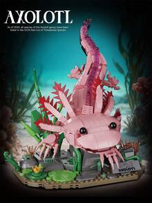 4 In 1 Axolotl Micro Blocks Animal Models Building Block Toys Aquatic Amphibian Axolotl Model Building Blocks Animal Biological Toys For Unisex Gifts Creative Ornaments - Multicolor - View 1