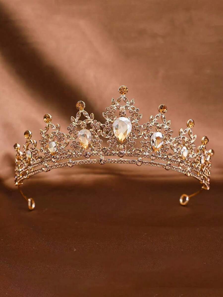 1pc Fashionable & Elegant Alloy Crown Hair Accessory Suitable For Women Wedding Party - Burnt Orange - View 1
