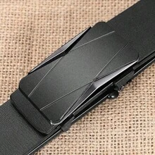 畅销款！几何图案自动扣皮带，商务休闲皆宜，深色系实用风格！哑光自动扣真皮皮带，男女通用百搭裤带 - 彩色 - 查看 7