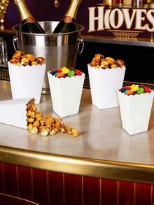 12PCS/1PC/Solid Color Popcorn Box, 2 Sizes Available, Candy Box Party Gift Box, Small Items Packaging Box, Use Birthday Holiday Cinema Party - Camel - View 5
