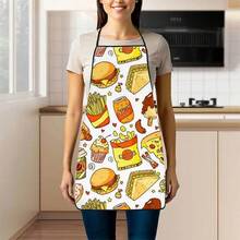 1 chiếc tạp dề in hình hoạt hình ngộ nghĩnh về đồ ăn nhanh, tạp dề in hình hamburger, khoai tây chiên, pizza, hình vẽ tay các món ăn ngon, tạp dề nấu ăn bền chắc, phù hợp cho thợ làm bánh, thợ trang trí bánh, người yêu thích nướng BBQ, người làm vườn, họa sĩ, thợ làm móng - Món quà hoàn hảo cho gia đình và đầu bếp chuyên nghiệp. - Nhiều màu - Xem 3