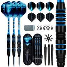 3pcs Professional Darts Set | 22g Steel Darts Tips, 9 Flights, 3 Aluminum Shafts, 3 Spare Shafts, 1 Darts Sharpener, 12 Rubber O-Rings, Flights Protector, Darts Case, Aluminum Alloy Material - Multicolor - View 13