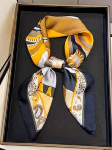 1pc Modern Art Swirl Paisley Print Scarf, Versatile High-End Decorative Silk Scarf For Women,Beach,Holiday - Multicolor - View 10