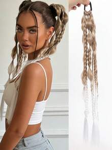 24 Inch Handmade Mixed Color Bubble Twist Braids - Vacation Style Hair Tie, Suitable For All Hair Types - Multicolor - View 13
