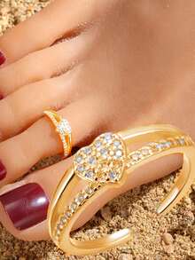 1 chiếc nhẫn ngón chân hình trái tim đính đá bằng bạc Sterling S925, thiết kế thanh lịch, có thể điều chỉnh độ mở, thời trang độc đáo, tinh tế, cá tính, đa năng, phù hợp cho phụ nữ đi nghỉ mát ở biển và trang phục mùa hè, món quà tinh tế. - yêu - Xem 12