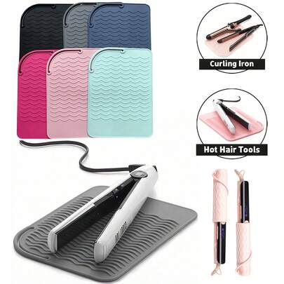 Tapis résistant à la chaleur pour fers à friser, sac de rangement de protection contre la chaleur, housse de fer à friser en silicone pratique pour les voyages, tapis de protection pour outils de frisage