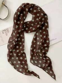 1条韩式波点小众真丝围巾，优雅领巾 - 彩色 - 查看 9