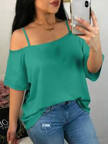 1pc Colorblock Leopard Print Patchwork Knit Fabric Sleeveless T-Shirt, Suitable For Vacation & Beach In Summer Casual - Turquoise - View 8