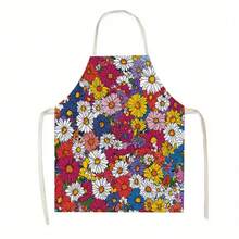 1pc Beautiful Floral Pattern Kitchen Apron, Suitable For Kitchen, Living Room, Dining Room, Hotel, Outdoor BBQ And Other Scenarios, Made Of 100% Polyester, Machine Washable - Multicolor - View 12