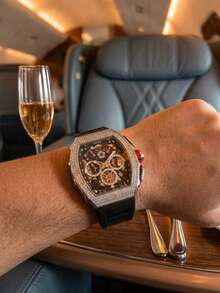 ONOLA 品牌 2025 新款时尚男士桶形机械腕表，多功能计时夜光运动腕表，3ATM 防水，派对腕表，送给家人、朋友和丈夫的理想生日礼物 - 均碼 - 查看 3