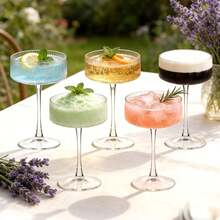 10 Oz (Approx. 283.5g) Ribbed Sports Car Shaped Martini And Cocktail Glass Set, Suitable For Wine, Champagne, Parties And Home - Transparent - View 2