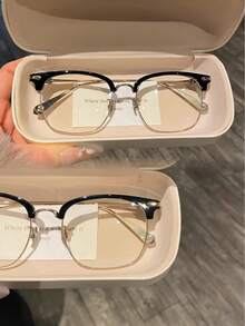 Vintage Half-Frame Blue Light Block Eyeglasses For Women & Men | Classic Retro Browline Square Optical Glasses Frame | Luxury Gold-Tone Metal Accents & Black Acetate Eyewear |  Computer Gaming Glasses Non-Prescription Clear Lens Spectacles | High-End Steampunk Inspired Designer Eyeglass Frames | Lightweight Pure Titanium Style Durable Eyewear Support | Elegant Professional Office Lady Flat Mirror Eyeglasses | Fashionable Hipster Streetwear Accessory Decorative Glasses | Oversized Big Face Slimming Effect Rectangular Frames | Premium Quality Gothic Cross Engraved Detail Metal Temples | Anti-Glare Eye Protection Blue Blocker Eyeglass Holder | Stylish Unisex Versatile Everyday Wear Optical Frame | Korean Style Aesthetic Nerd Glasses For Students | Comfortable Adjustable Nose Pads Eyewear Stand | Spring Hinge Flexible Sides Prescription-Ready Frames | All-Day Comfort Blue Light Shield Protective Eyewear | Chic Minimalist Sophisticated Eye Frame Gear - 銀色 - 查看 9