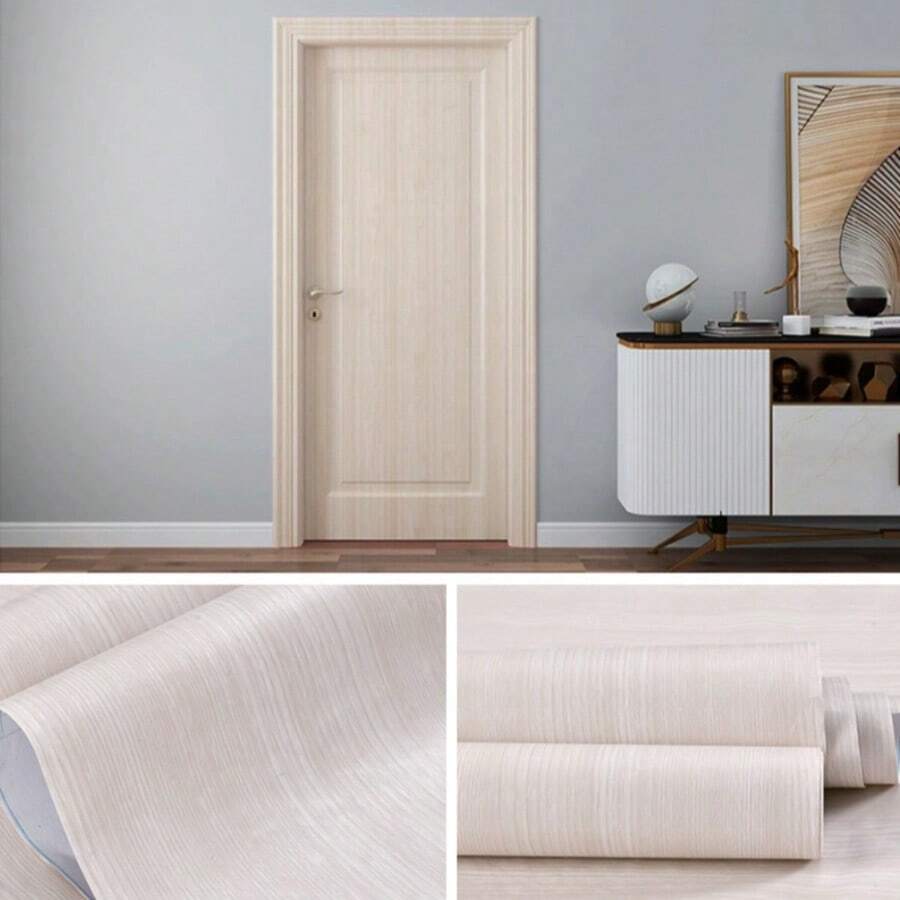 60cm de ancho Papel de contacto autoadhesivo e impermeable con diseño de veta de madera, adhesivo de pared removible para renovación de muebles modernos