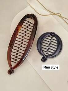 1/2个大号琥珀色香蕉形发夹，法式优雅扭结发夹，时尚沙滩发饰 - 多色 - 查看 5