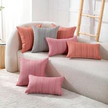 Outdoor Fall Throw Pillow Covers 18x18 Set Of 2 Soft Waterproof Decorative Chair Cushion Cases Indoor Decor Home Decortions For Porch Couch Patio Furniture Sunbrella,Stripe Orange - 橘色 18 吋 x 18 吋(2 件裝) - 查看 6