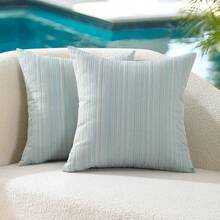Outdoor Waterproof Throw Pillow Covers 12x20 Set Of 2 Decorative LFUmberss Outside Patio Furniture Cushion Cases Decor For Garden Bench Porch Couch Tent Chair Sunbrella Stripe Light Blue - 淺藍色 20 英吋 x 12 英吋(2 件裝) - 查看 1