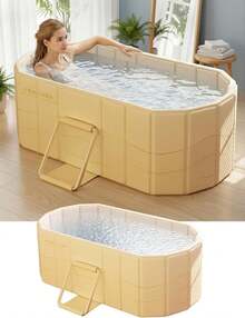 Ortable Bathtub Ice Bath Tub - Foldable Collapsible Bathtub For Adult, 47"Lx22"Wx20"/59"Lx22"Wx20" Roomy Size, Hot SPA Cold Plunge Tub Freestanding Bathtub White - White - View 7