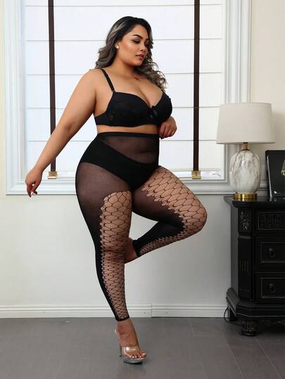 女士曲线紧身裤，弹力七分打底裤，复古镂空网眼破洞连裤袜，性感哥特风薄丝袜，春夏百搭，适合外出、度假、派对、万圣节等场合