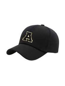 1顶26字母雪尼尔贴布棒球帽，休闲可调节老爹帽，适合街头穿搭、旅行和日常穿着 - 黑色 - 查看 6