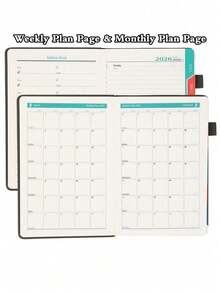 1Pc 2026 Weekly & Monthly Planner, 12 Month Agenda Schedule Book With Elastic Band, Hardcover PU Leather Diary With Bookmark Ribbon & Pen Loop, 7 Colors Available For Work School - Multicolor - View 6