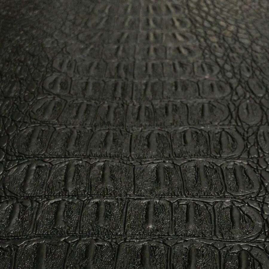 Alligator Fabric, Soft Textured Crocodile Vinyl Faux Leather, Gator Skin Embossed Upholstery DIY Craft And Clips Pleather Sheets U2013 One Foot Cut 12u201dx54u201d (Black) - 黃色網布 - 查看 1