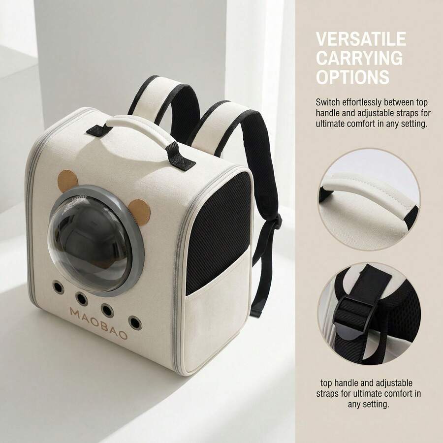1pc Pet Cat Backpack, Breathable Capsule Portable Pet Carrier, Pet Observation Bag, Spacious Dog Carrier, Transparent Ventilated Pet Backpack - Portable Outdoor Travel Pet Cage, Suitable For Small Cats And Dogs