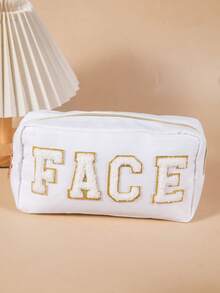 定制高品质雪尼尔刺绣洗漱包，字母化妆包，大容量收纳袋 - 彩色 - 查看 8