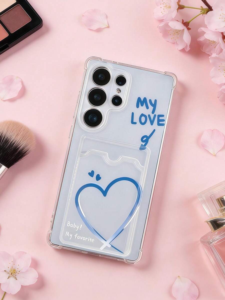 1 pieza Funda de teléfono transparente con bolsillo para tarjeta y amortiguador de aire con diseño de corazón azul, compatible con Apple 17 Pro Max, 17 Air, 17 Pro, 17, 16 Pro Max, 16 Plus, 16 Pro, 16, 15 Pro Max, 15 Plus, 15 Pro, 15, 14 Pro Max, 14 Plus, 14 Pro, 14, 13 Pro Max, 13 Pro, 13, 12 Pro Max, 12 Pro, 11 Pro Max, 11 Pro, 11, XS Max, XR, X/XS, 7 Plus, 8 Plus, y Galaxy S10, S21, S22, S23, S24, S25, S26, Note20 - transparente - Ver 1