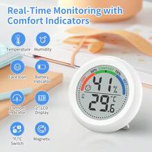 Digital Indoor Thermometer Hygrometer, High Precision Temperature Humidity Meter, Wall-Mounted & Tabletop, Magnetic, Suitable For Home, Office, Kitchen, Refrigerator - View 3