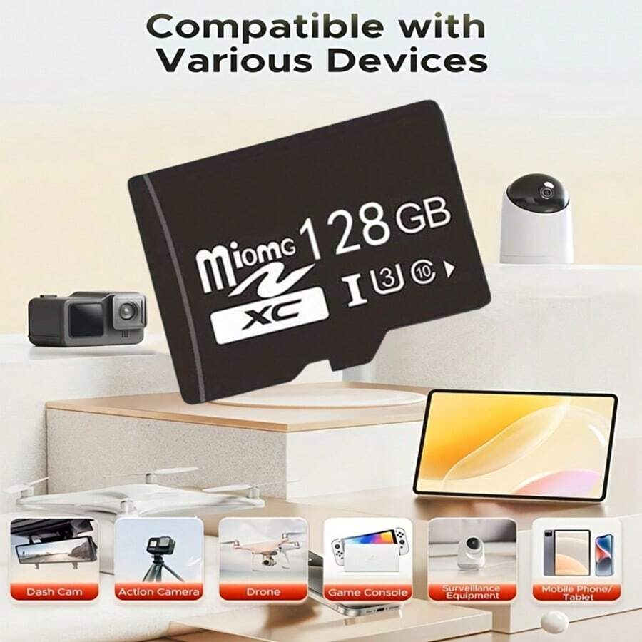 1张迷你SD存储卡，容量可选：256GB、128GB、64GB、32GB、16GB、8GB、4GB，高速闪存SD卡，适用于监控、手机、相机、DVR等设备。 - 彩色 - 查看 1