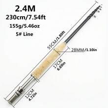 1个合金轮座，2.1米/2.4米/2.7米/3.0米伸缩式飞钓竿，便携式碳纤维快调鳟鱼飞钓竿，钓鱼用具 - 彩色 - 查看 13