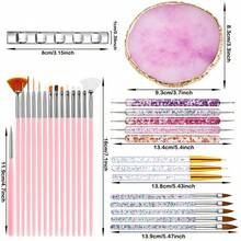Kit de Ferramentas de Arte de Unhas 30 Peças - Canetas de Arte de Unhas, Pincel, Paleta de Resina para Arte de Unhas, Ferramentas de Pontilhado de Unhas - Pincéis de Listras para Linhas Longas, Caneta de Desenho de Unhas, Ferramentas de Pontilhado, Kit de Arte de Unhas para Arte de Unhas - Multicolorido - Visão 6