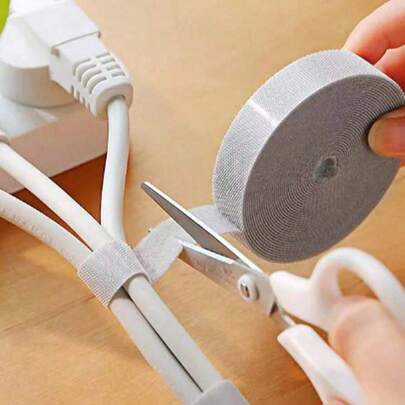 1 Cuộn dây buộc cáp tự dính 5M, dây đai tổ chức dây cáp, dây quấn hai mặt dính dùng cho tai nghe/cáp USB, dây máy tính, quản lý dây cáp máy tính để bàn, văn phòng tại nhà, quà Giáng sinh
